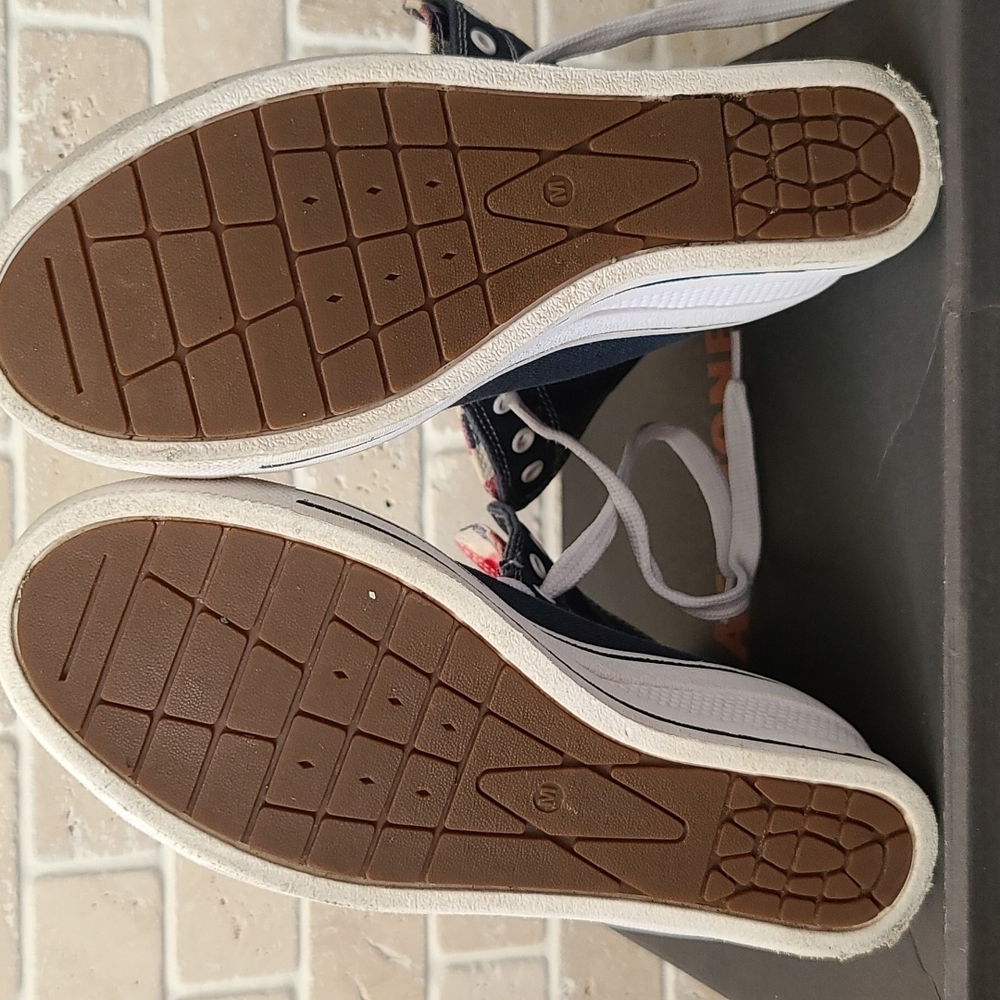 Navy High-Top Canvas Sneakers with Plaid Lining - Picture 5 of 12